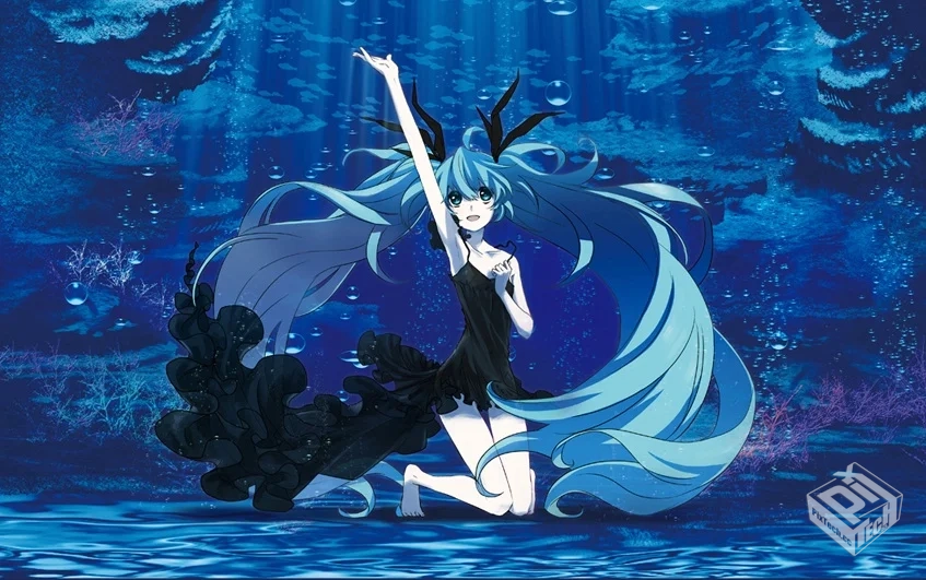 初音ミク 深海少女 蓝色Aero透明系...